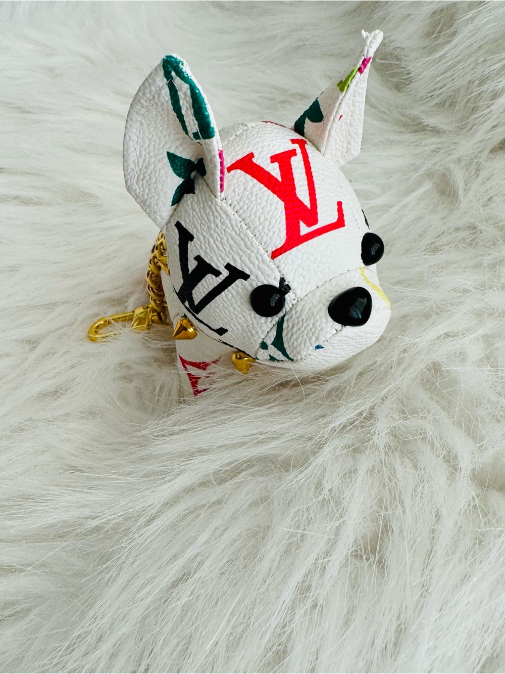 ✨ BRAND NEW! Handmade Reworked Luxury Monogram Mini Dog Bag Charm Keychain ✨ - Picture 3 of 3
